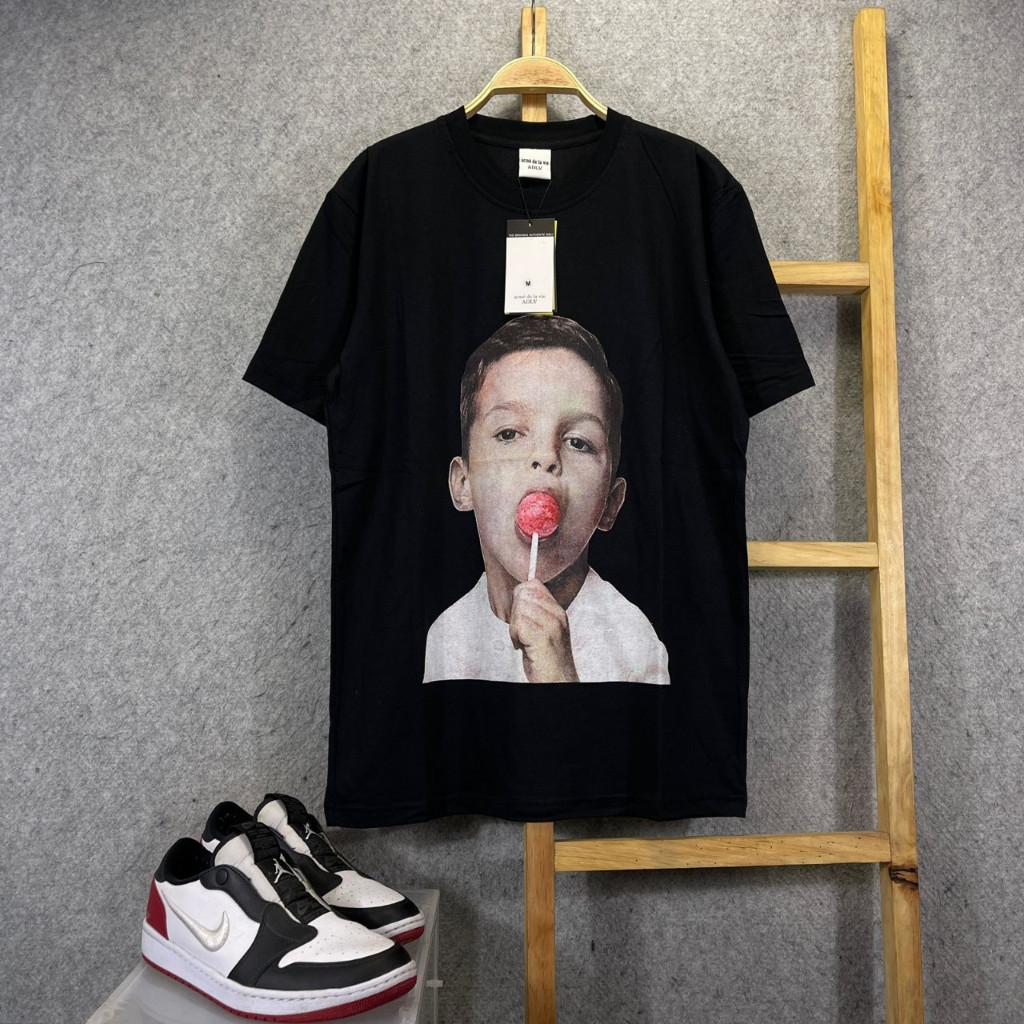TSHIRT A_D_LV BABY FACE FREE TOTEBAG / BLACK & WHITE TEE / KAOS MIRROR 1:1