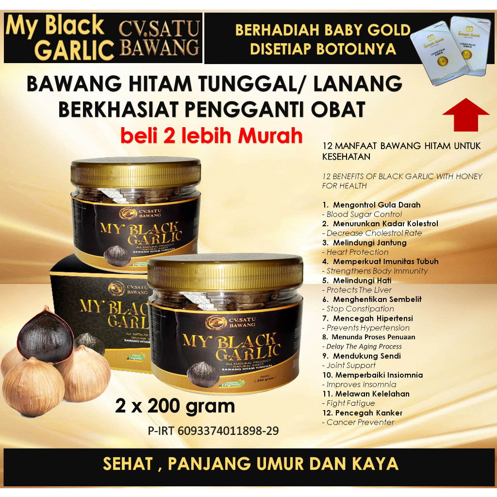 

My Black Garlic Bawang Hitam Tunggal , CV.Satu Bawang BELI 2 LEBIH HEMAT ,2X200gram