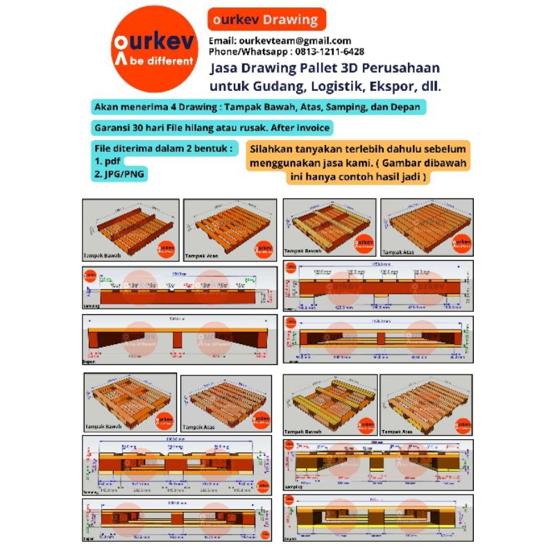 Jasa Drawing Pallet Kayu - Jasa Design Pallet - Design Pallet Kayu - Pallet Kayu - Sketsa Pallet Per