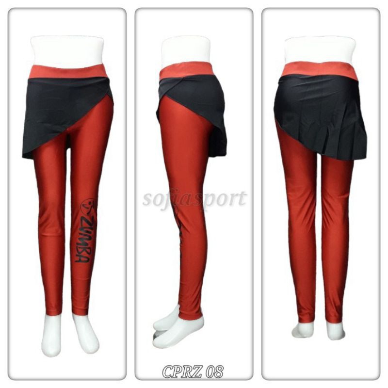 Celana Senam Rok Zumba Panjang Merah | Celana Senam Zumba Rok