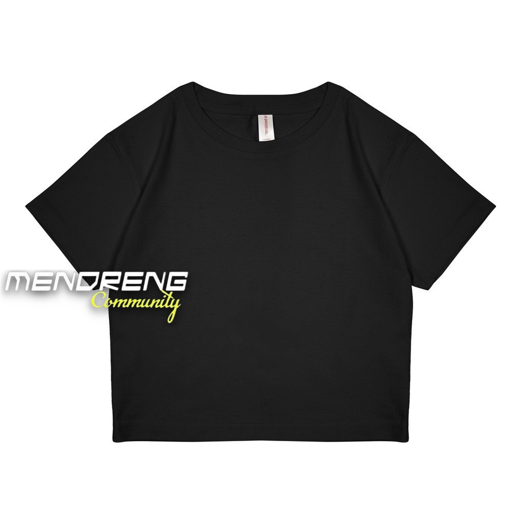 Kaos Wanita Polos Crop Top Oneck Hitam Martina Atasan Crop Tee Korea