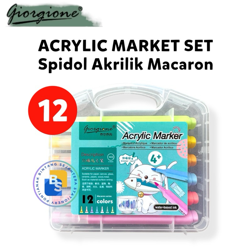 

Giorgione Acrylic Marker Set Spidol Akrilik Macarons 12 Warna