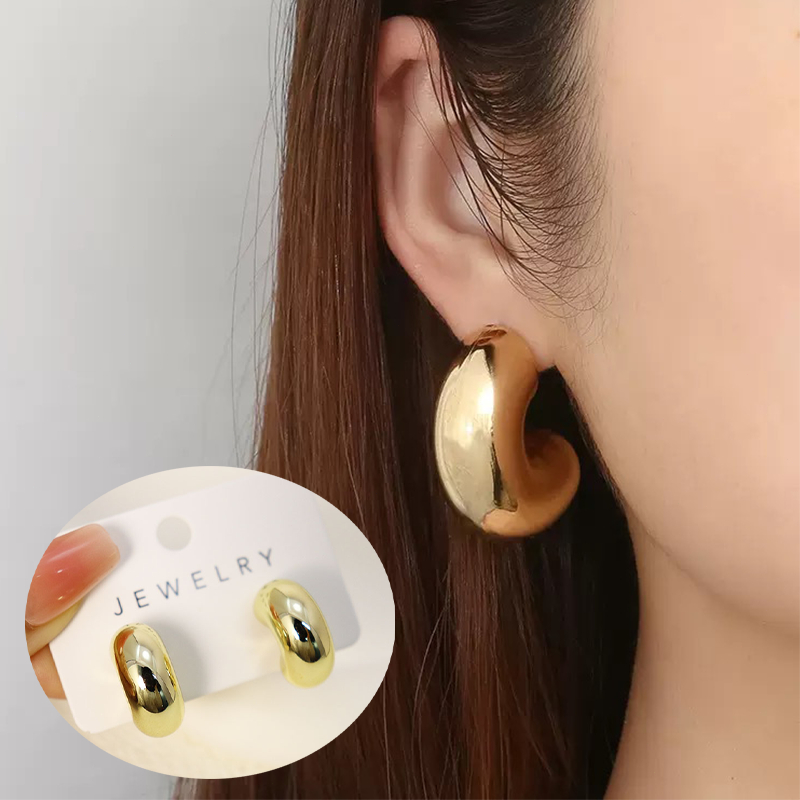 anting unik dan lucu anting hijab Fashion earrings 925 besar Berbentuk C minimalis jilbab anting Wan