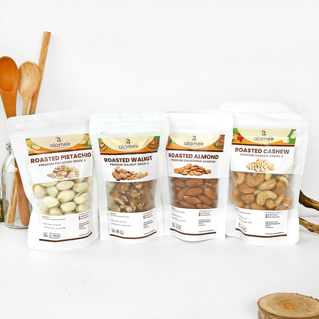 

ALAMEE Kacang Almond Panggang Kemasan Mini Roasted Cashew Walnut Tester