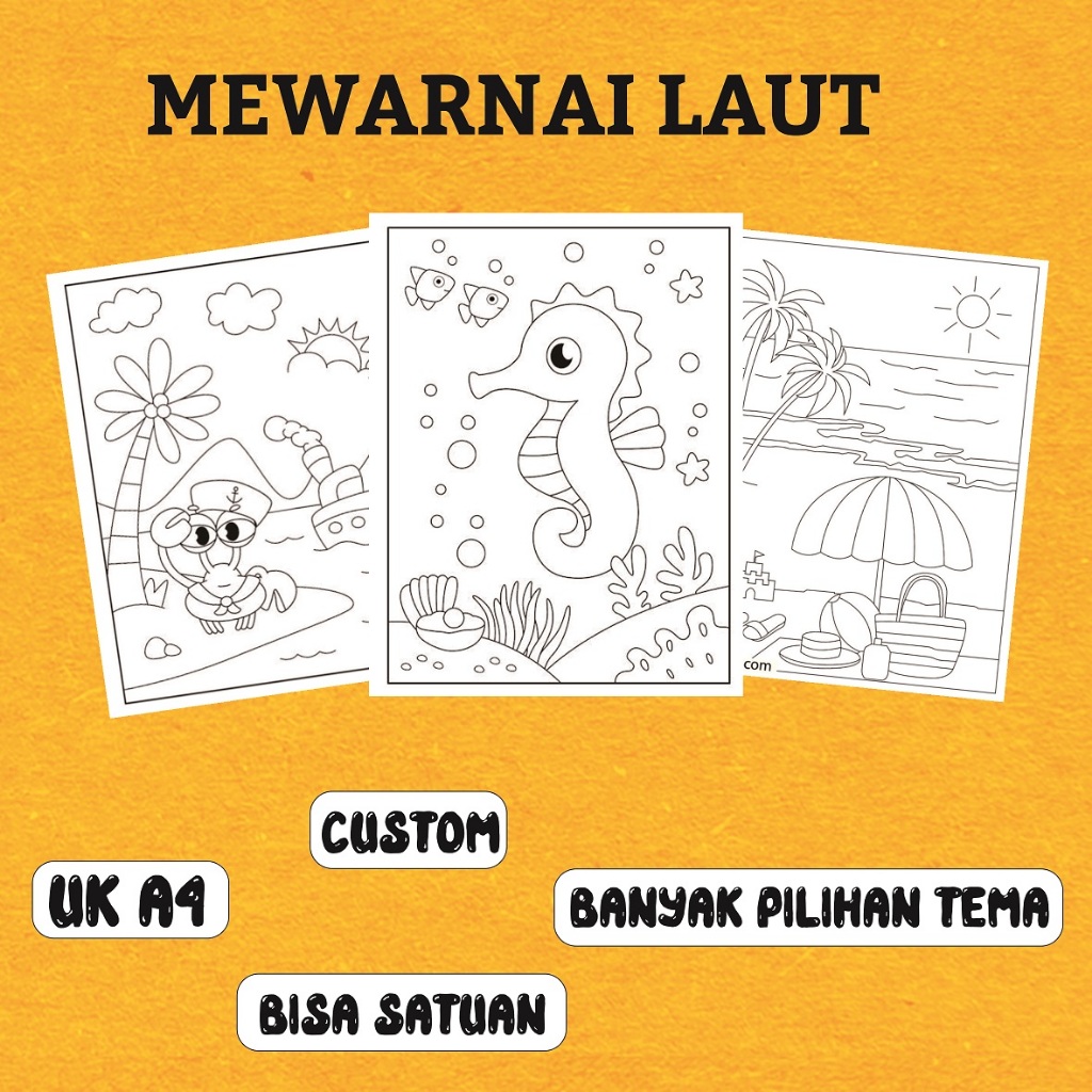 

KERTAS MEWARNAI / MEWARNAI LAUT / KERTAS MEWARNAI ANAK PAUD TK SD / COLORING / KERTAS GAMBAR A4