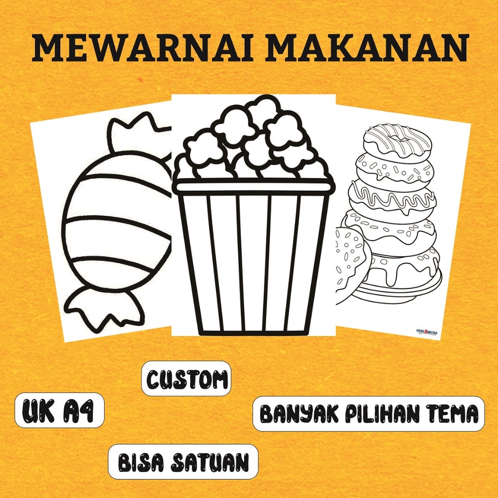 

KERTAS MEWARNAI / MEWARNAI MAKANAN / KERTAS MEWARNAI ANAK PAUD TK SD / COLORING / KERTAS GAMBAR A4
