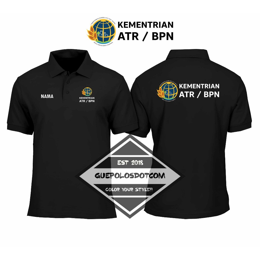 POLOSHIRT BERKERAH KEMENTERIAN ATR/BPN FREE NAMA - Baju Berkerah Kementerian ATR/BPN Free Nama - POL