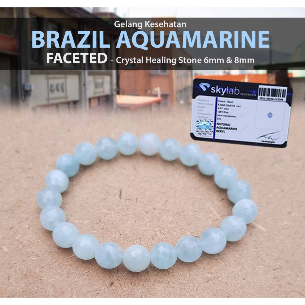 Gelang Kesehatan Brazil Aquamarine Faceted (GBP547)