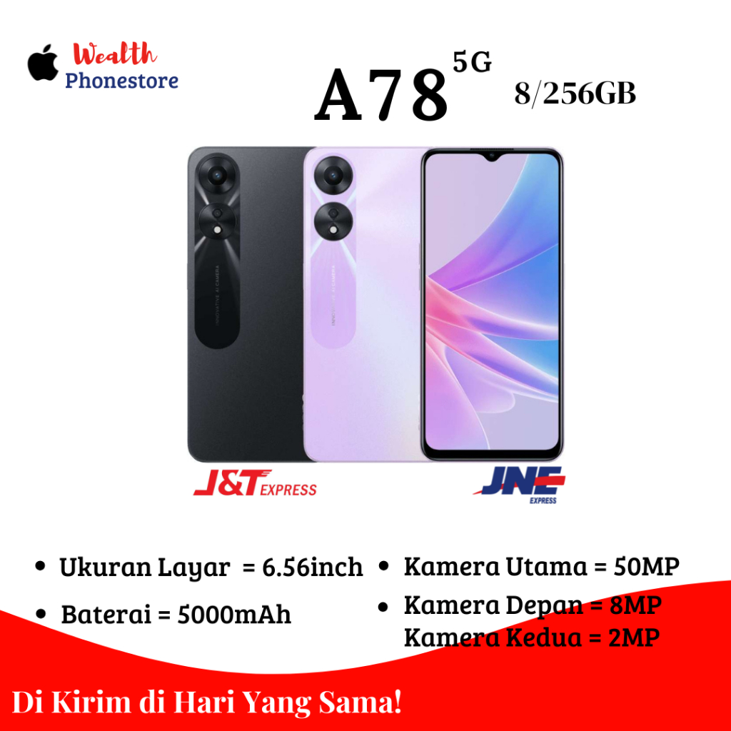 Oppo A78 5G RAM 8GB/256GB Smartphone 5G Garansi