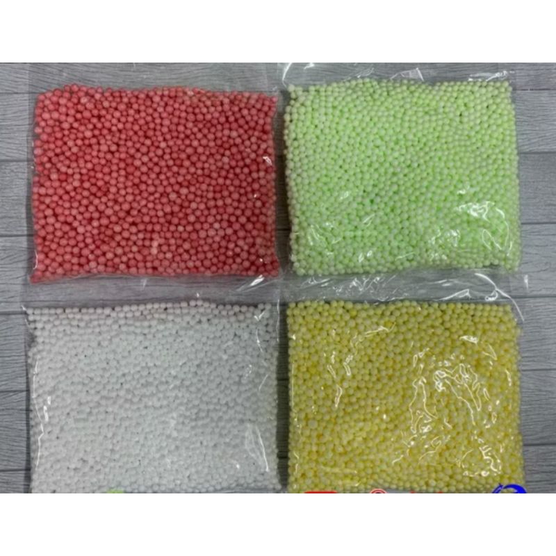 BOLA-BOLA GABUS  BUTIRAN STEREFOAM SALJU WARNA WARNI / STEREFOAM UNTUK KOCOKAN LOTRE DLL