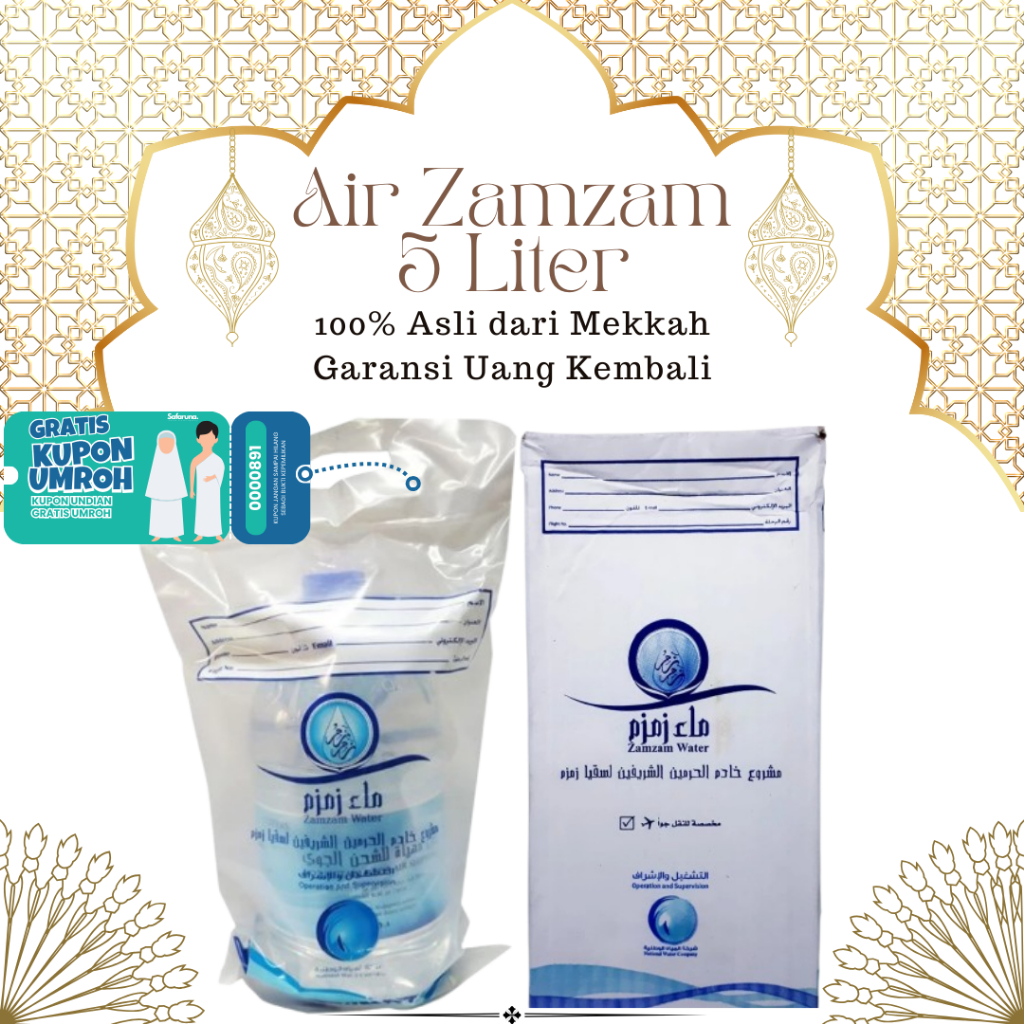 

Air Zamzam 5L / Zamzam Water Mekkah / Kemasan Galon Praktis
