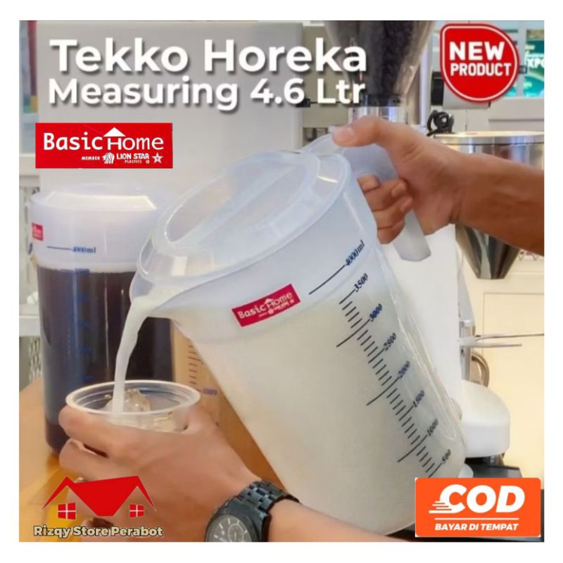 Gelas Ukur Jumbo Tekko Horeka 1,6 & 4,6 Liter BPA Free PP5 Basic Home Lion Star/ Teko Takar Plastik 
