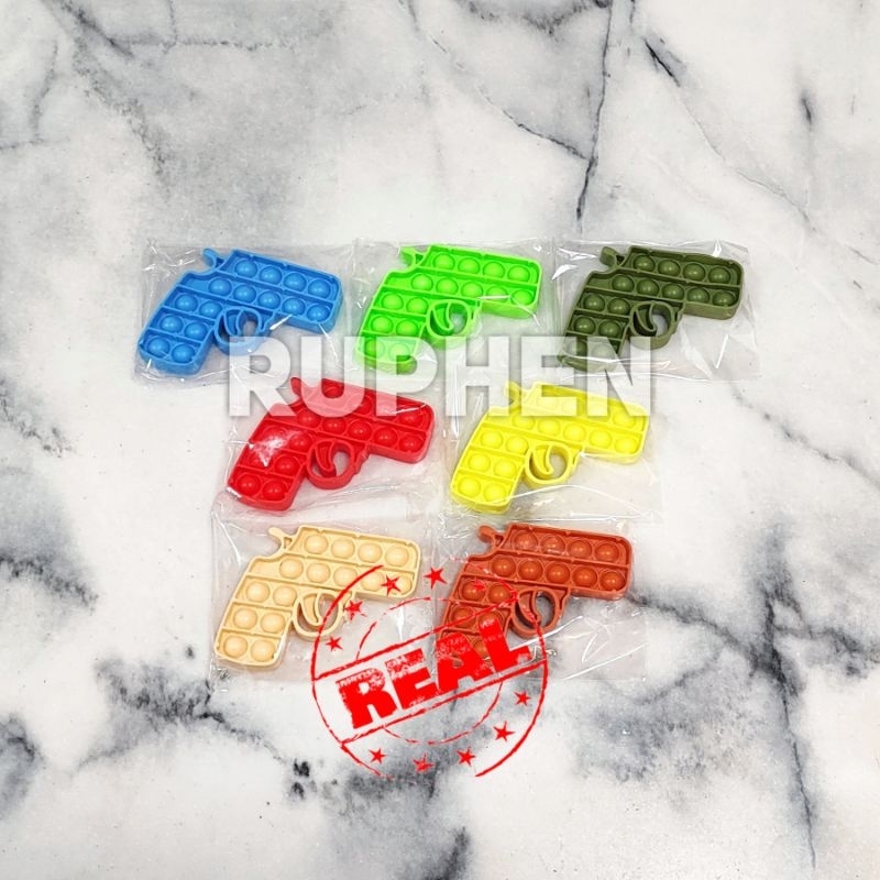 Pop It Mini Fidget Sensory Push Button Mainan Iseng Tekan Tombol Karet Bentuk Pistol