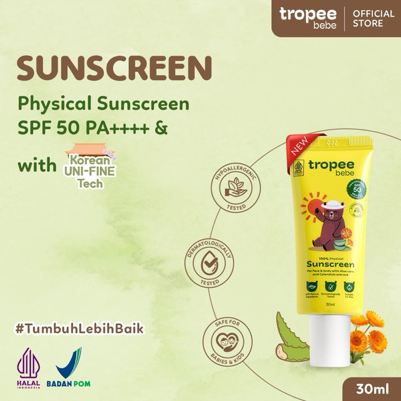 [PB] Tropee Bebe Sunscreen Physical Sunscreen Tropeebebe Sunscreen untuk Bayi & Anak SPF 50 PA++++ T