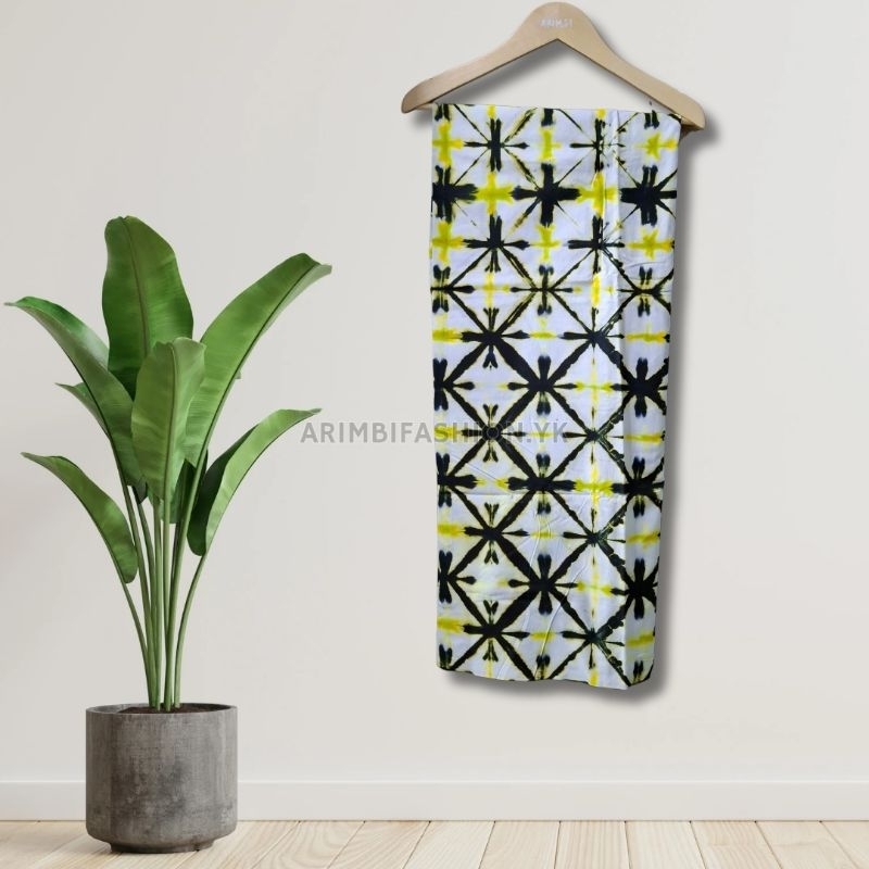 Kain Shibori Itajime || Uk 200cm × 115cm || Hitam Kuning Putih AA by Arimbifashion.yk
