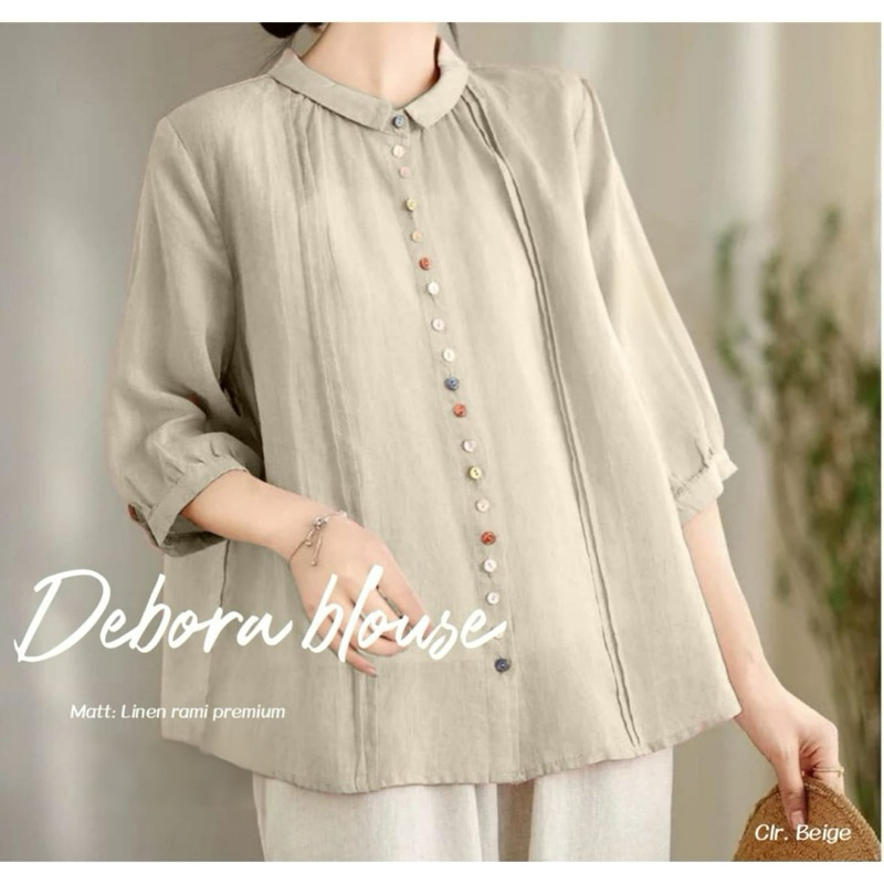 Debora blouse linen jumbo atasan wanita blus kekinian