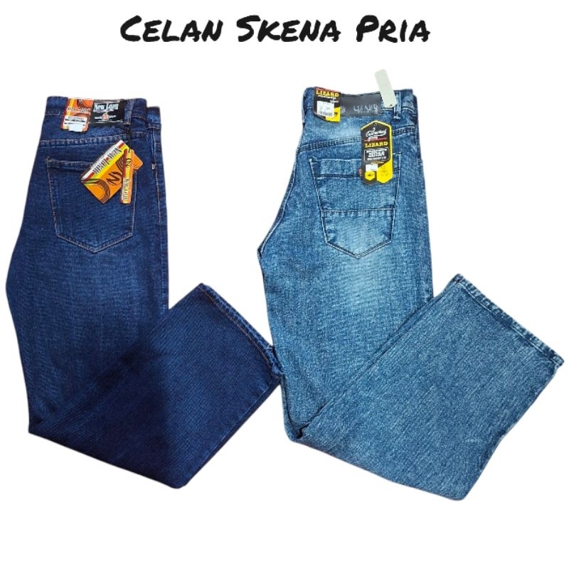CELANA LEVIS PANJANG PRIA SKENA MODEL GOMBRONG WARNA BIRU TUA&BIRU MUDA ORIGINAL✔️