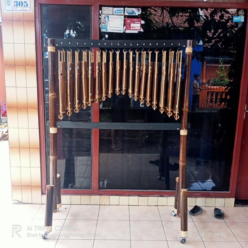 Angklung 18 nada 2 tabung bambu hitam nada C - D'