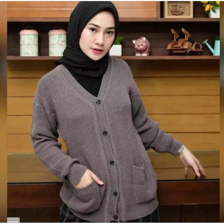 Banyak Dipakai Cardigan Rajut Marissa Kancing 5  Kardigan Marissa Salur Outer Crop Wanita Premium Te