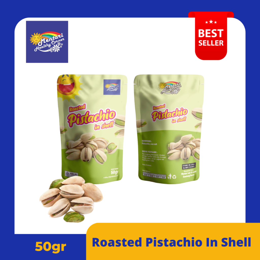 

Pistachio Roasted Salted in Shell 50gr / Kacang Pistachio Cangkang Asin Panggang Pouch Travel Size 50gram