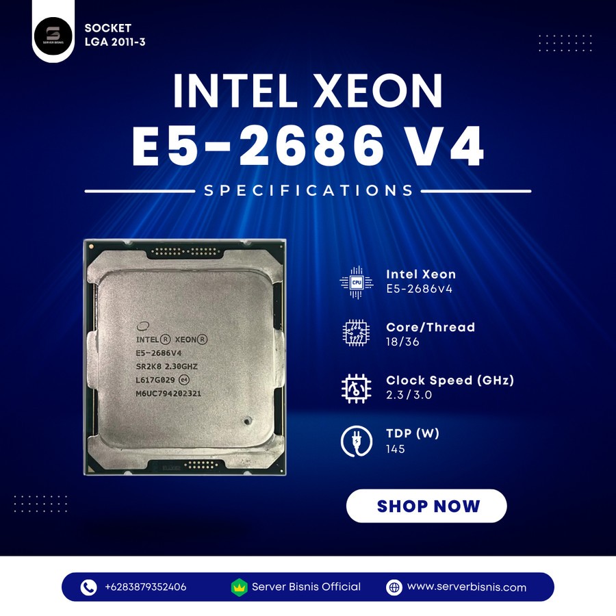 Intel Xeon E5 2686v4 18 Core 36 Thread 2.3 GHz E5-2686v4 2686 v4 Setara 2699 v3 E5-2699v3