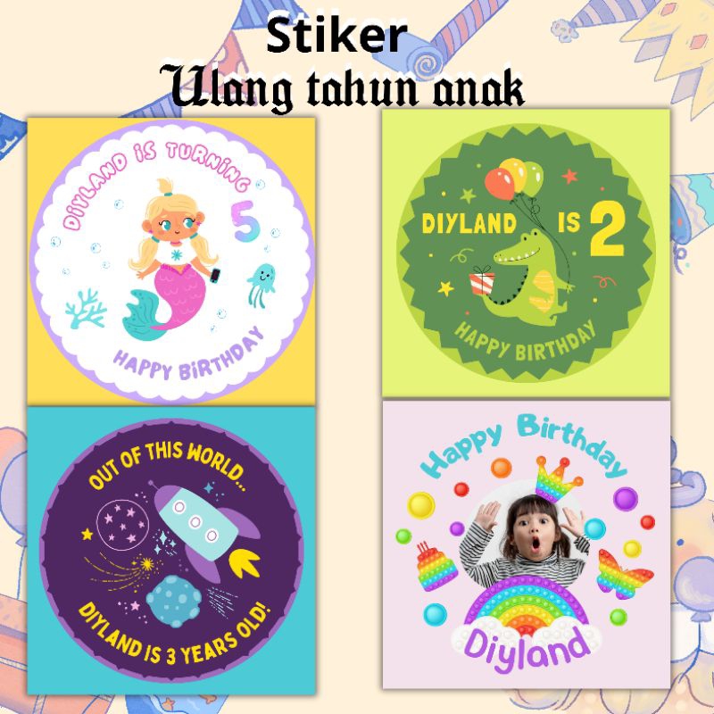 

Stiker Ulang Tahun anak / Stiker Happy birthday Anak / Print Stiker kotak