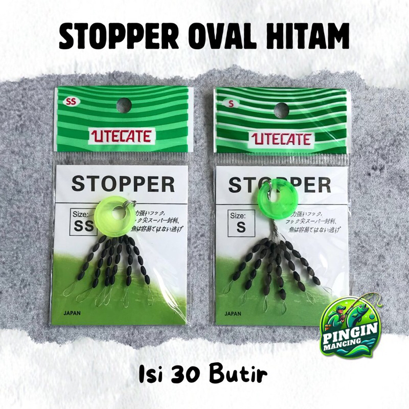 Stopper Pancing Oval Round Hitam Kecil Besar Isi 30 Pcs Utecate