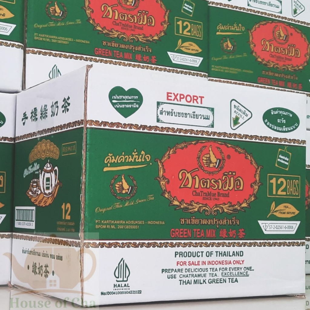 

Thai Milk Green Tea Chatramue Number One Brand 12x200 gr - Karton