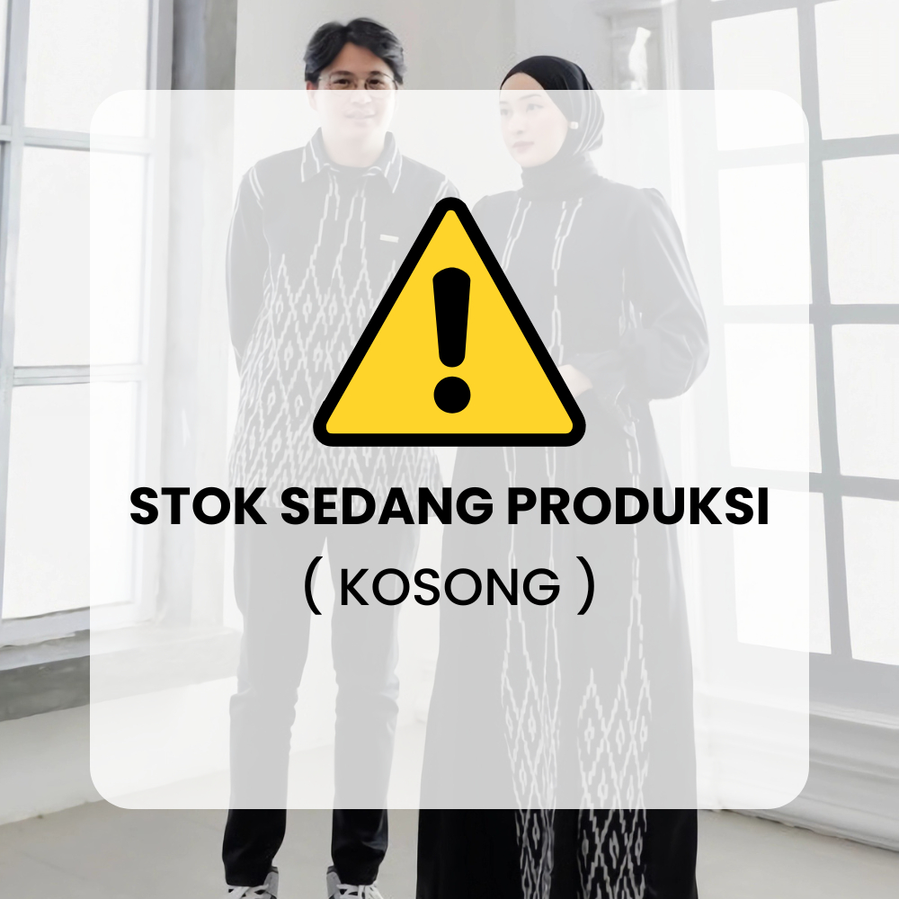 Tenun Ratu - Set Baju Gamis Tenun Couple Kondangan Pasangan Kekinian Jumbo Maya Hitam Black Garden