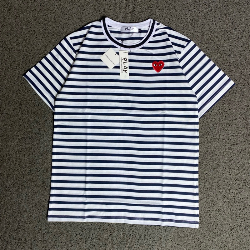 KAOS TSHIRT CDG PLAY PREMIUM FULL TAG 1 SALUR PUTIH