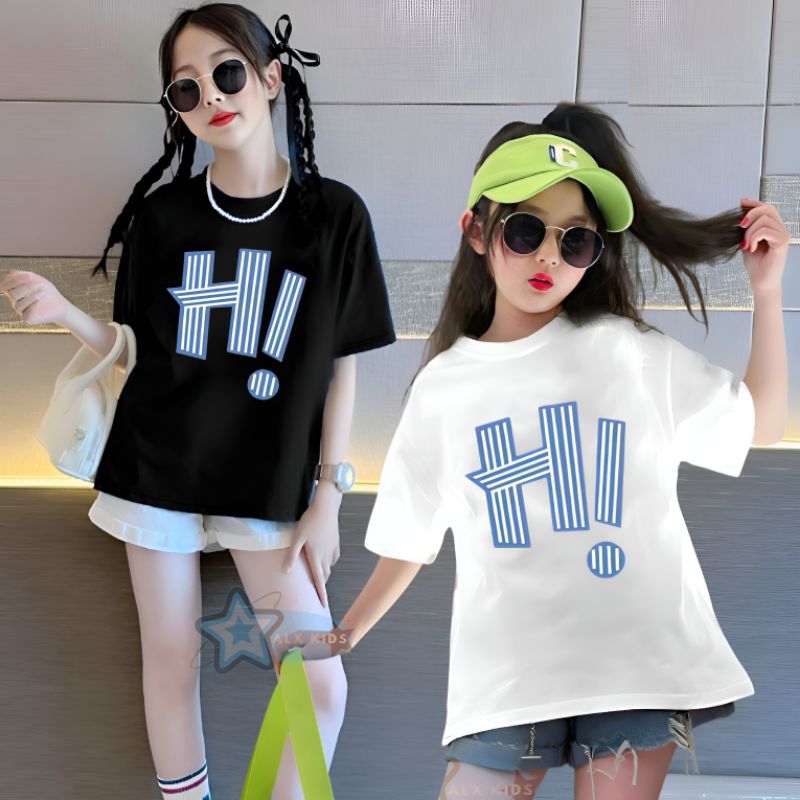 Kaos H Anak Perempuan /Umur 6 -13 tahun /Kaos Anak Tanggung perempuan/Kaos Hitam Anak Perempuan /Kao