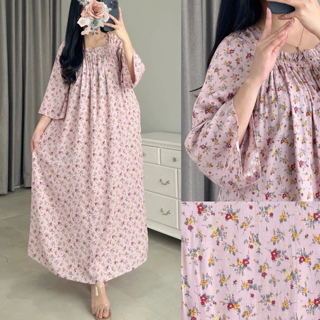 adv Daster Wanita Adem Motif Bunga Lengan Panjang Baju Tidur Nyaman Bumil & Remaja