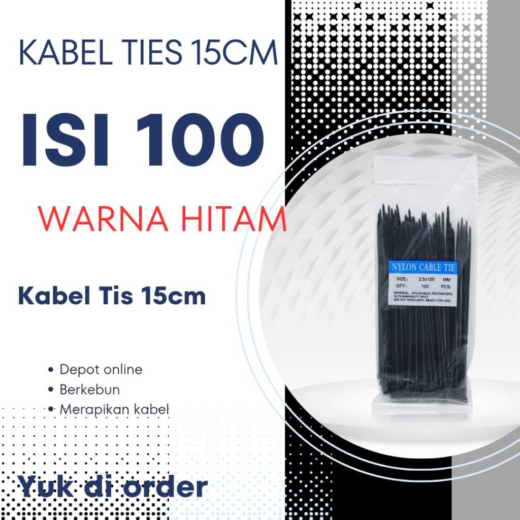 

Kabel ties Nylon ukuran 15 cm 1 pack isi 100 pcs Hitam | Kabel Tis Nylon 15 cm isi 100 pcs Hitam