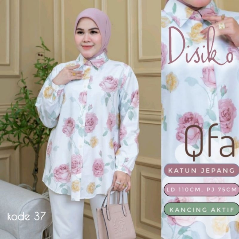 DISIKO KEMEJA BLOUSE WANITA BAHAN KATUN JEPANG PREMIUM MOTIF BUNGA BY QFA