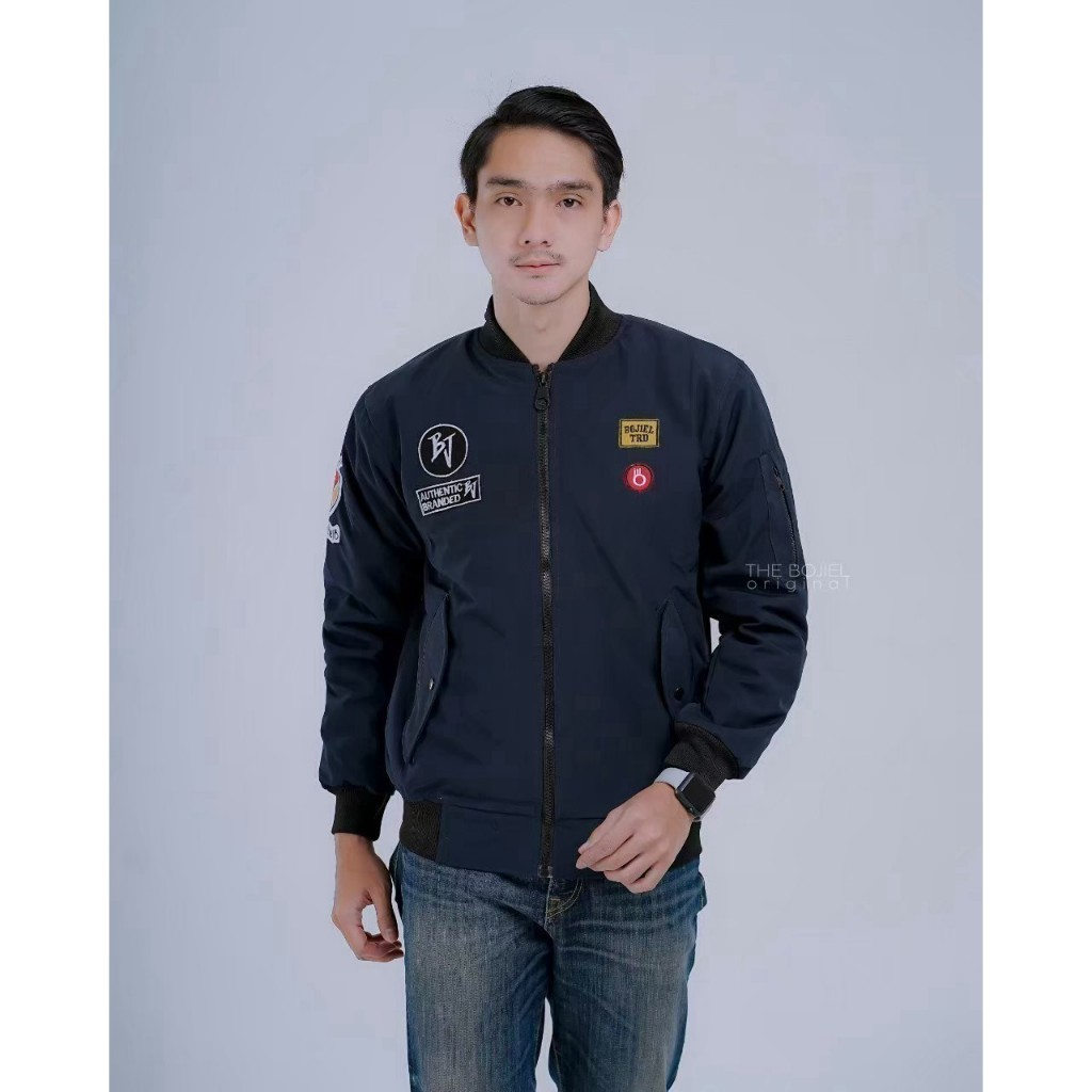 INSCLO Jaket Bomber Unisex Pria Wanita Bordir Kasual Harian Parasut Halus Ukuran L-XXL Nyaman Dipaka