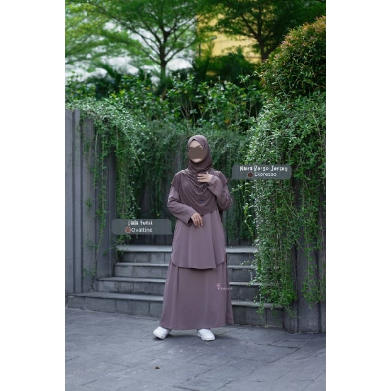Laila tunik by khumaaz |  tunik rok syar'i | one set