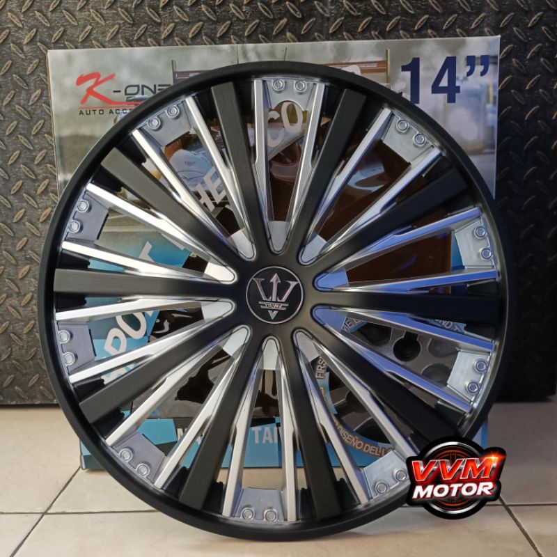 Wheeldop Dop Velg mobil Ring 14 Hitam Silver