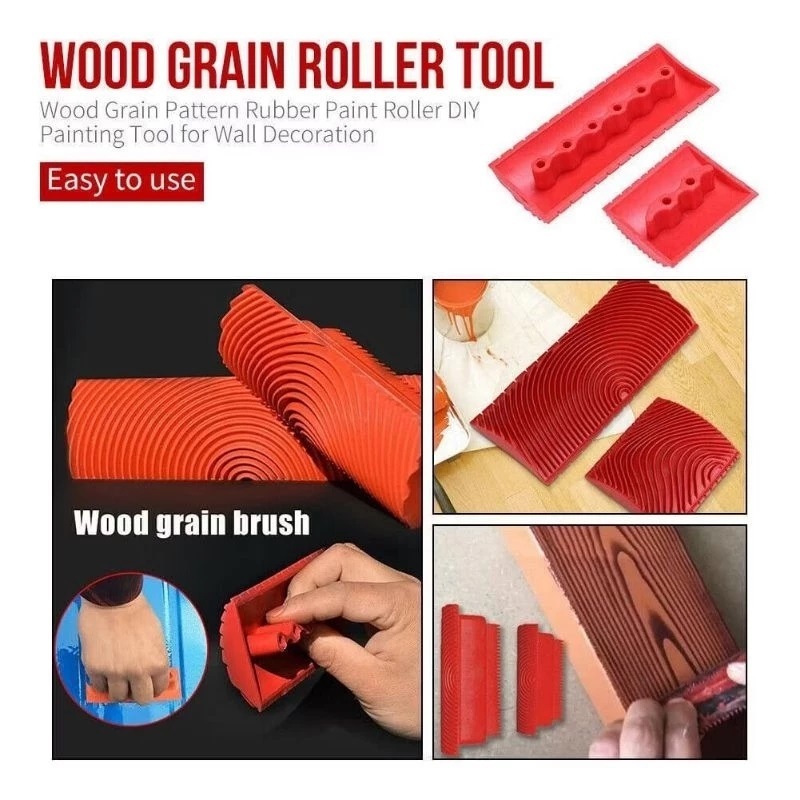 

Sikat Cat Pola Kayu Rubber Roller Brush Wood Imitation 2 PCS Pembuat Motif Perabotan Jadi Estetik