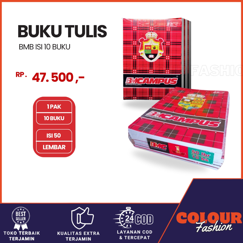 

(10 pcs) Buku Tulis Campus BMB 50 Lembar / Buku tulis merk Campus / Buku tulis BMB/ Buku Tulis Murah / Buku Campus Murah / Buku Sekolah Besar / Cod / Atk Blessing