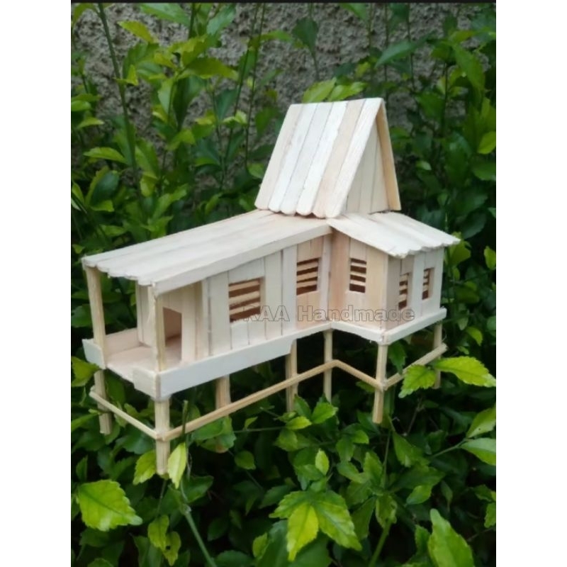 Miniatur rumah adat baanjung Banjar kalimantan selatan stik eskrim LED