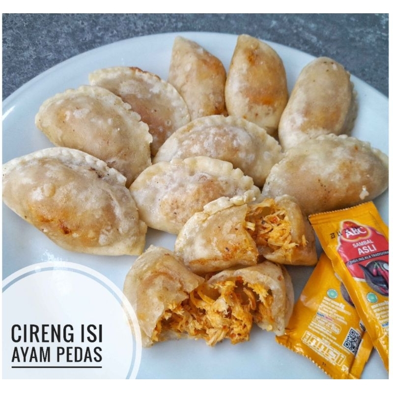 

cireng isi ayam suwir pedas isi 5 pcs isian ayam banyak
