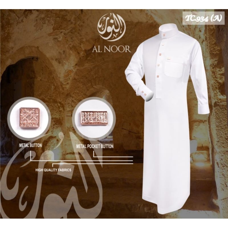 JUBAH AL NOOR PUTIH MANSET DEWASA