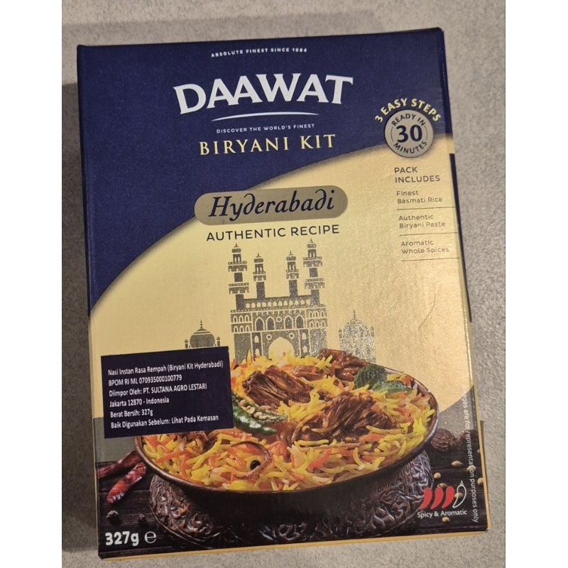 

Beras India Premium DAAWAT Biryani Kit Hyderabadi Authentic Reciepe 327g - RM.