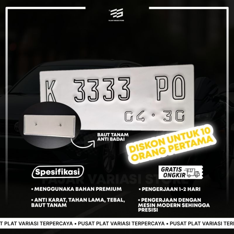 [ FVSPLT05] Plat nomer variasi | Plat motor custom | Plat nomer baut tanam | Plat motor