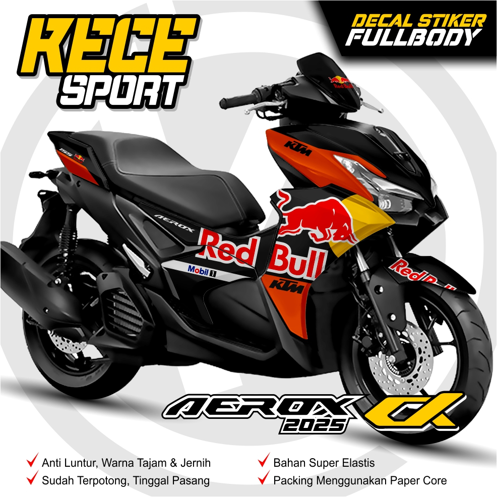 DECAL AEROX ALPHA NEW REDBULL Fullbody - Dekal Stiker AEROX ALPHA Decal Stiker Motor AEROX ALPHA Des
