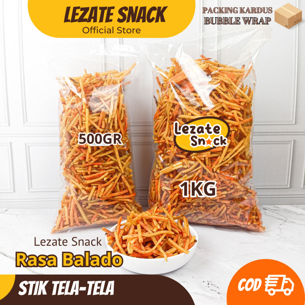 

Keripik Stick Ubi Tela Balado 1KG Kiloan Murah Enak Renyah / Kripik Tela Tela Pedas Manis Camilan Seehat Keripik Telo Stik Talas Pedas Lezzate