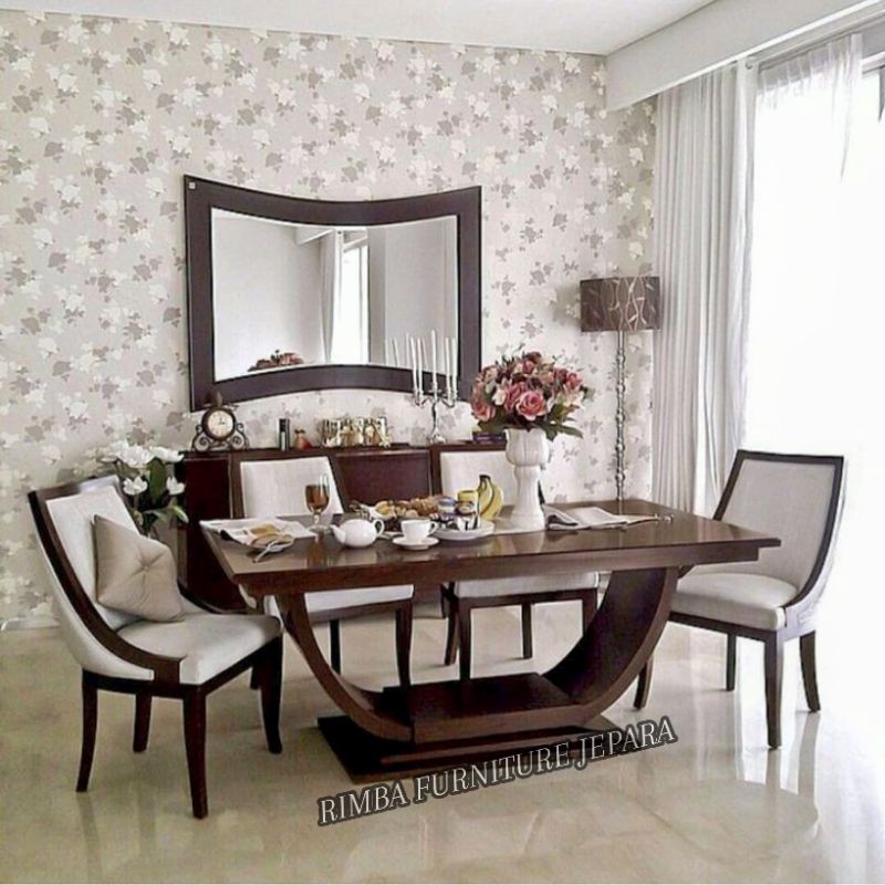 meja makan jati kursi 4