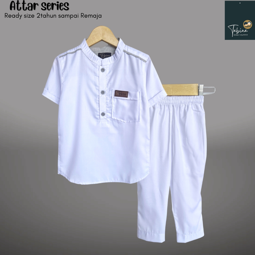 DISKON SETELAN KURTA KOKO PUTIH ANAK LAKI LAKI SET ATTAR KATUN TOYOBO USIA 2 HINGGA 14 TAHUN MAX BB