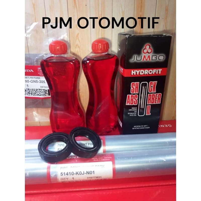 ￼PAKET 2 AS SHOCK DEPAN KOJ + SEAL SHOCK HONDA + OLI SHOCK MEREK JUMBO BEAT NEW LED,GENIO BEAT STREE