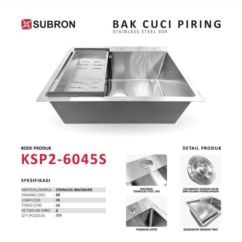 BAK/ZINK CUCI PIRING 1 LUBANG UK 60x45 CM SILVER